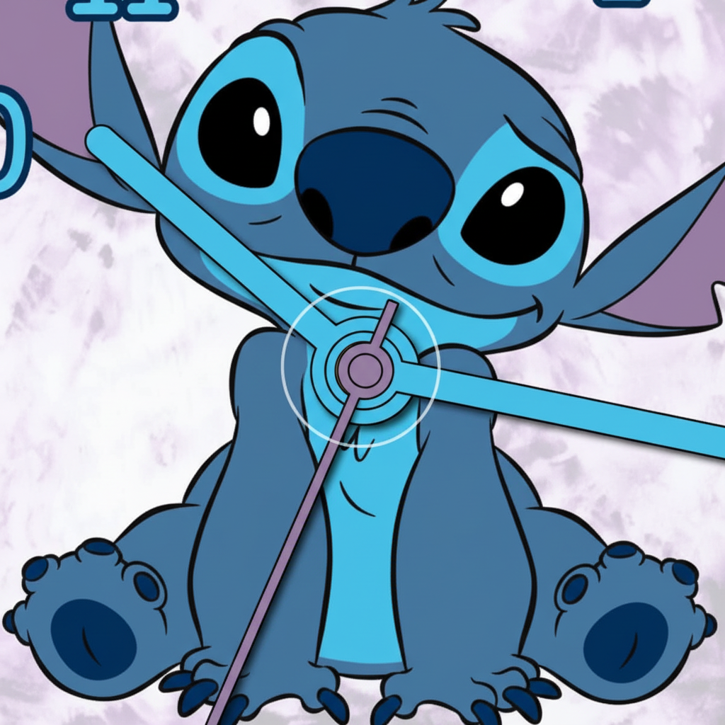 Dettaglio meccanismo e illustrazione Stitch centrale