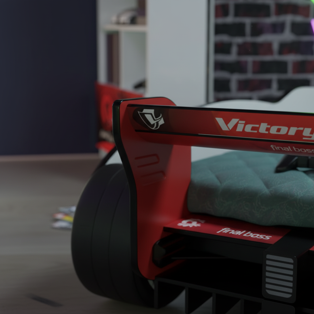 Zoom dettaglio spoiler posteriore letto F1 Victory Final Boss