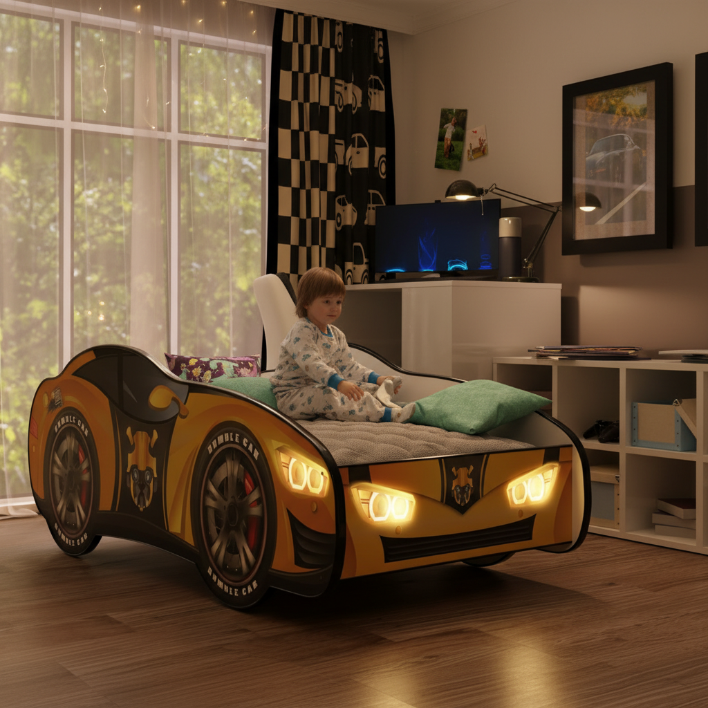 Letto Transformer sera LED luci soffuse bambino prepara dormire