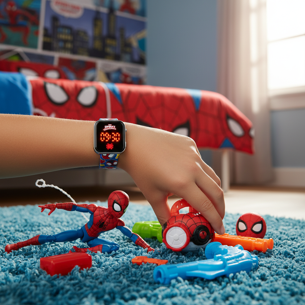 Orologio Spider-Man durante gioco in cameretta a tema
