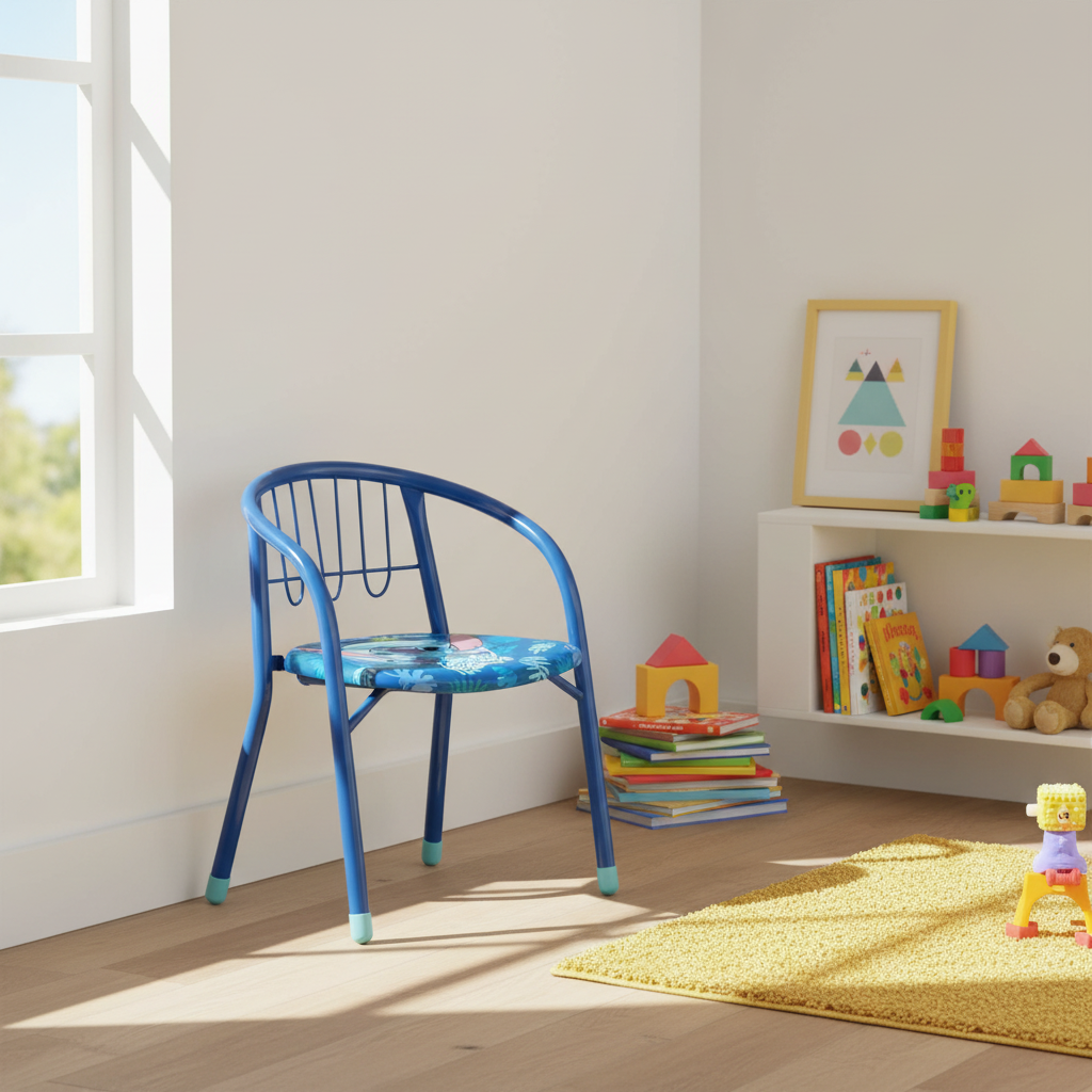 Sedia metallo Lilo & Stitch in cameretta moderna con giocattoli