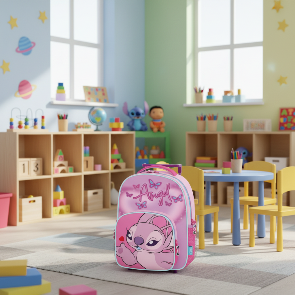 Trolley asilo Angel in ambiente scuola materna colorato