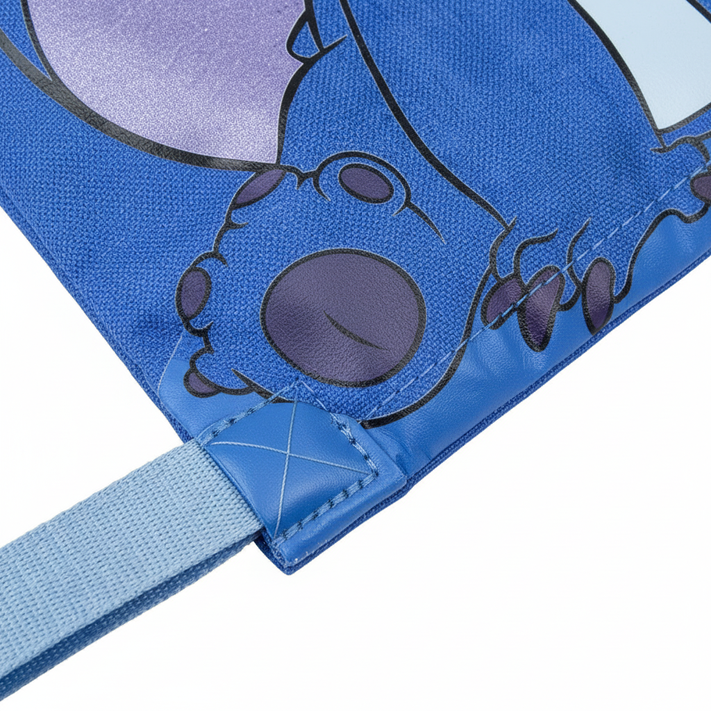 Zoom cuciture angoli sacchetto Lilo & Stitch costruzione rinforzata HD