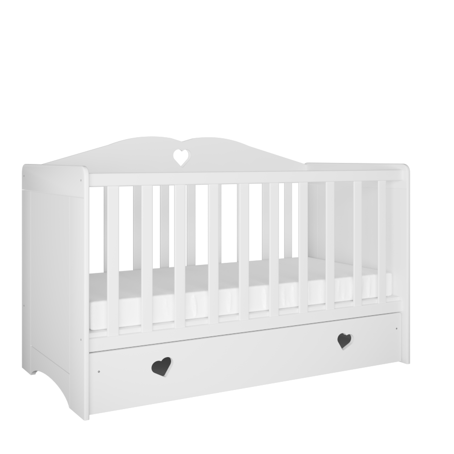 KO4Jbaby culla bambina"Julia" in legno con cassettone a rotelle