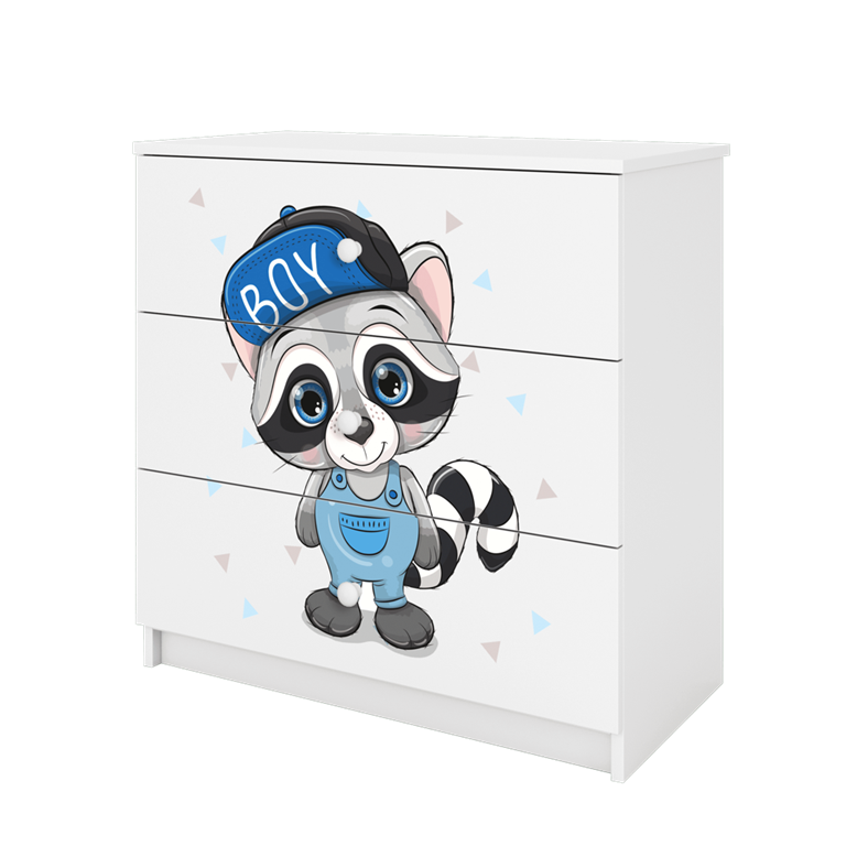 Cassettiera per bambini baby dreams white raccoon