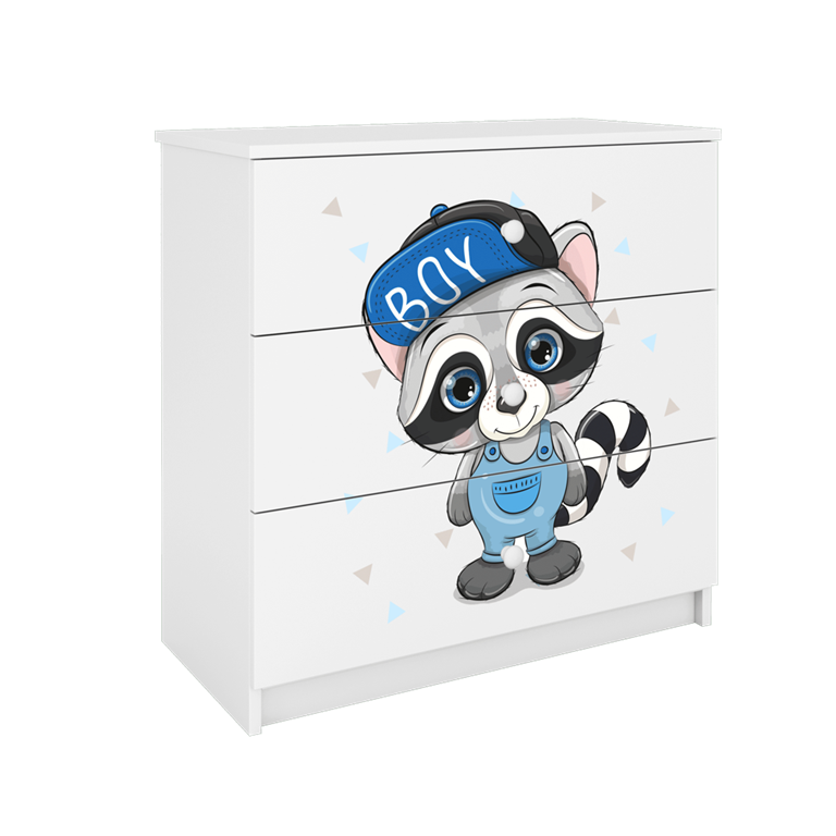 Cassettiera per bambini baby dreams white raccoon