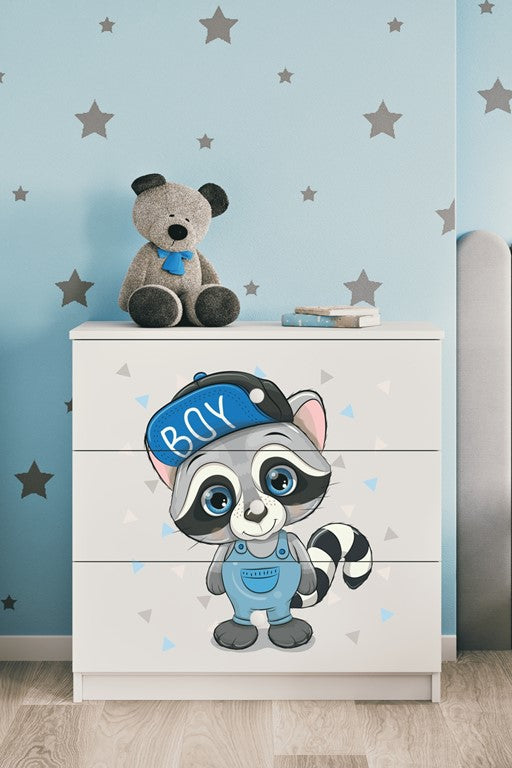 Cassettiera per bambini baby dreams white raccoon