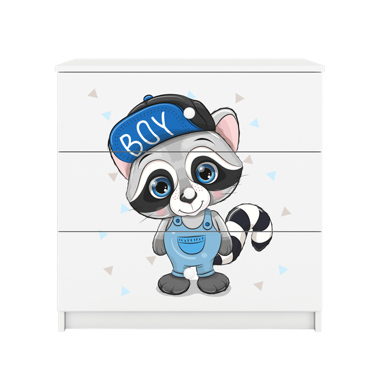 Cassettiera per bambini baby dreams white raccoon