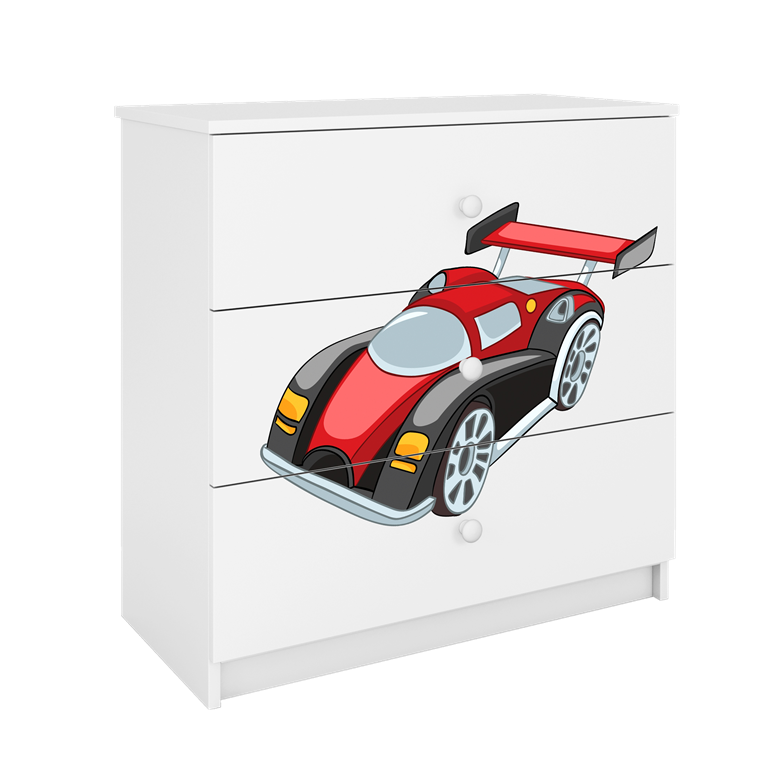 Cassettiera Babydreams Bianca Auto da Corsa