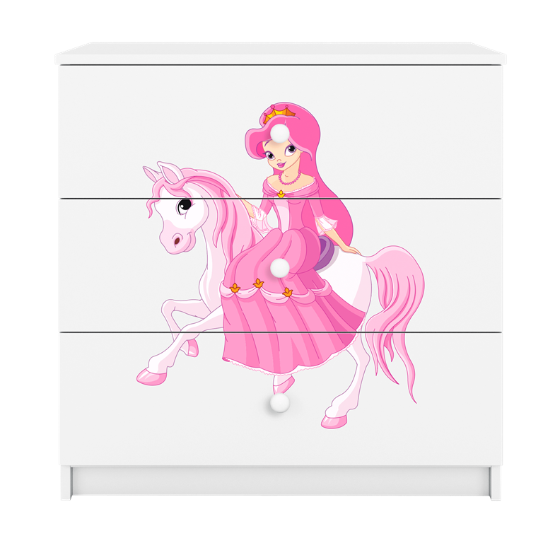 Cassettiera per bambini baby dreams white princess on horse