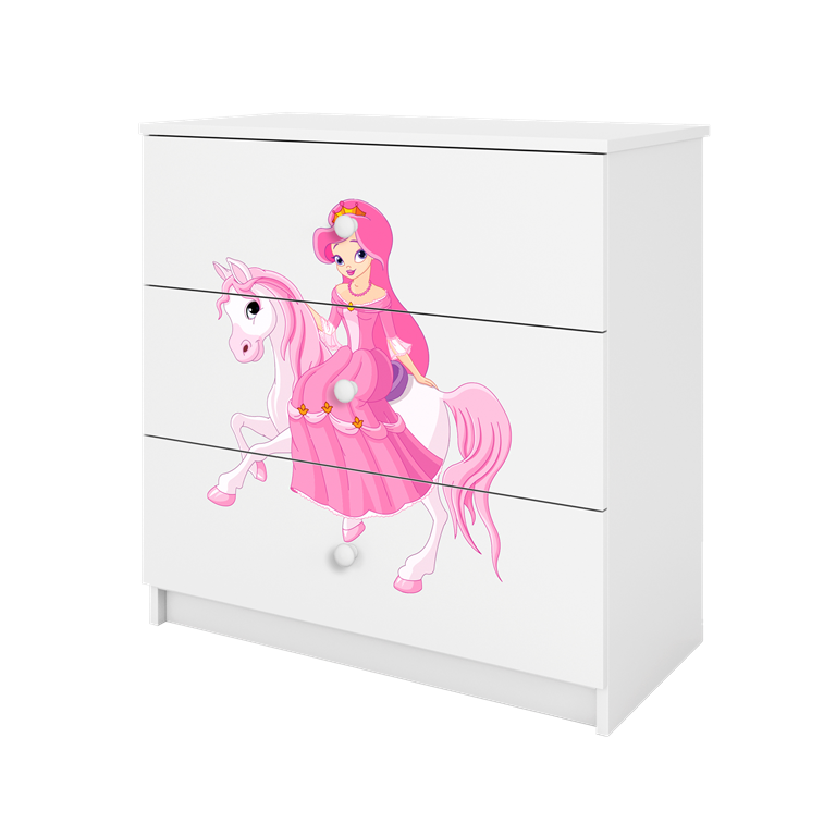 Cassettiera per bambini baby dreams white princess on horse