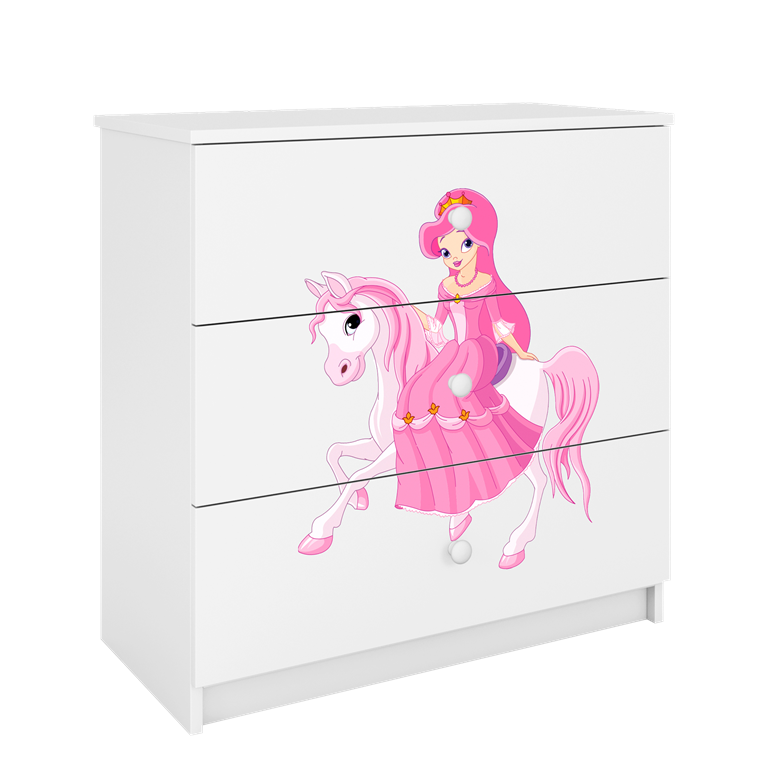 Cassettiera per bambini baby dreams white princess on horse
