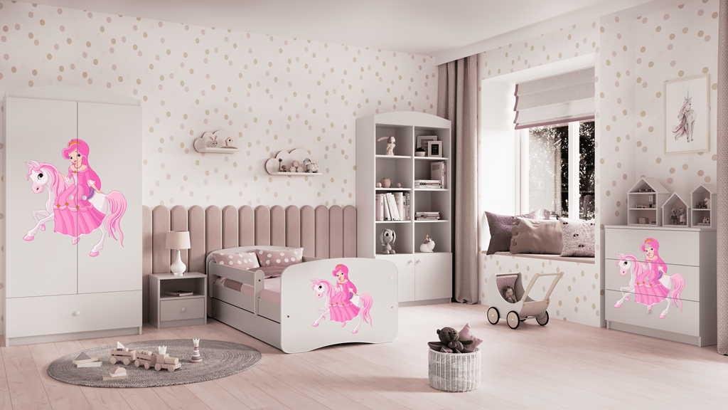 Cassettiera per bambini baby dreams white princess on horse
