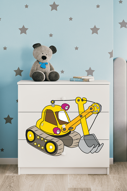 Cassettiera per bambini babydreams white digger