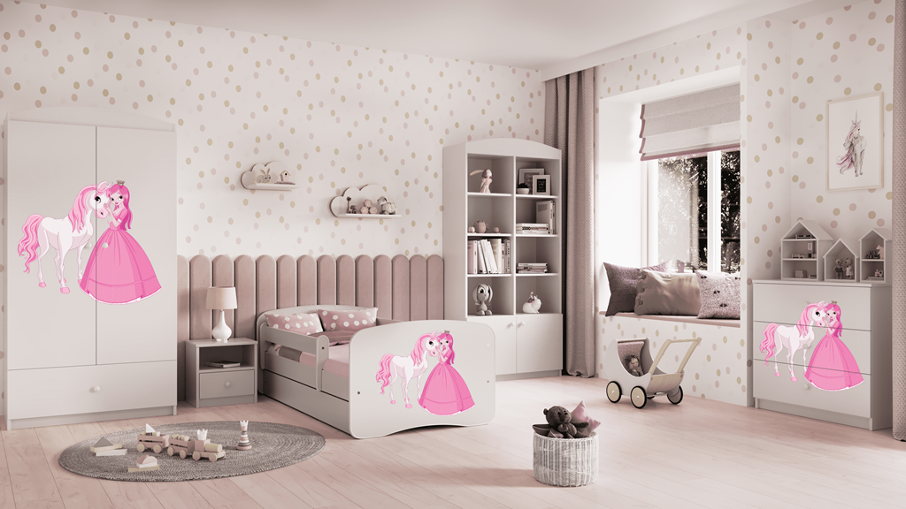 Cassettiera per bambini baby dreams white princess horse