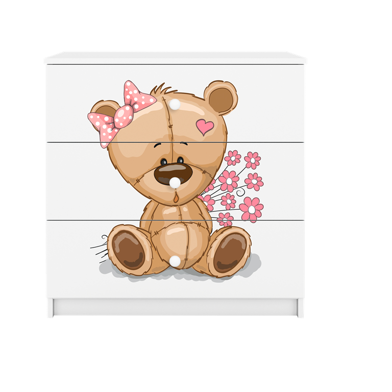 Chest of drawers babydreams white teddybear flowers