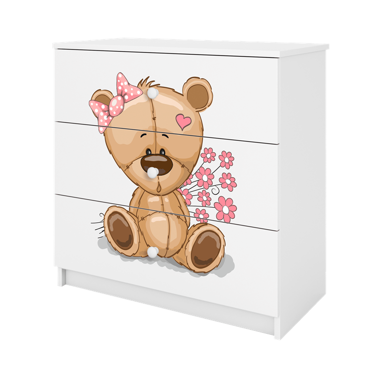 Chest of drawers babydreams white teddybear flowers