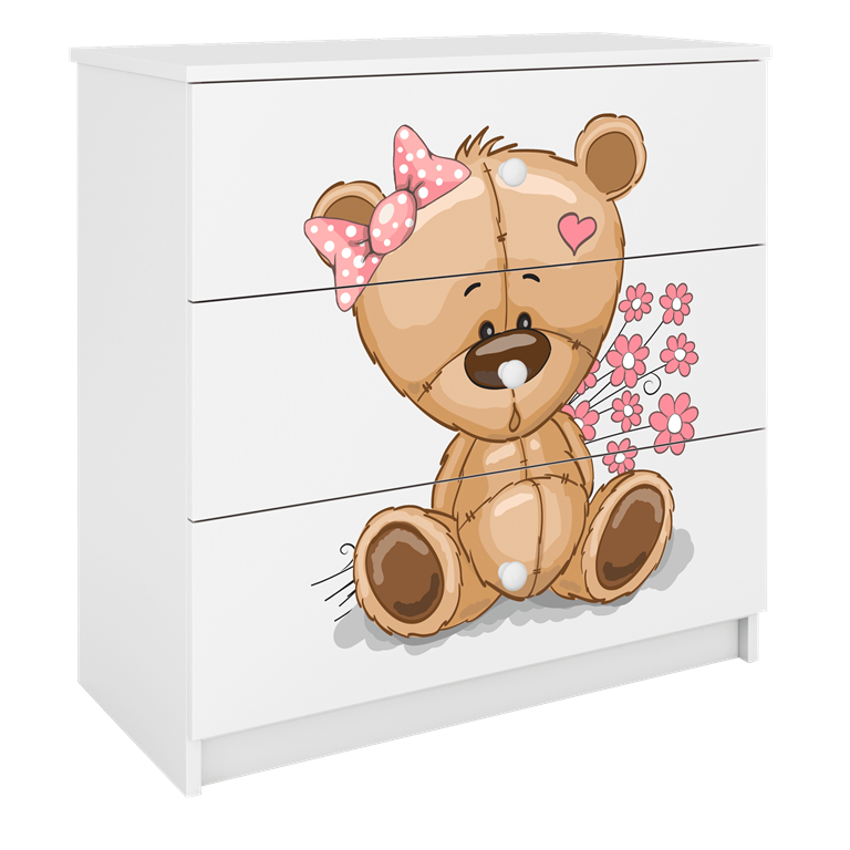 Chest of drawers babydreams white teddybear flowers