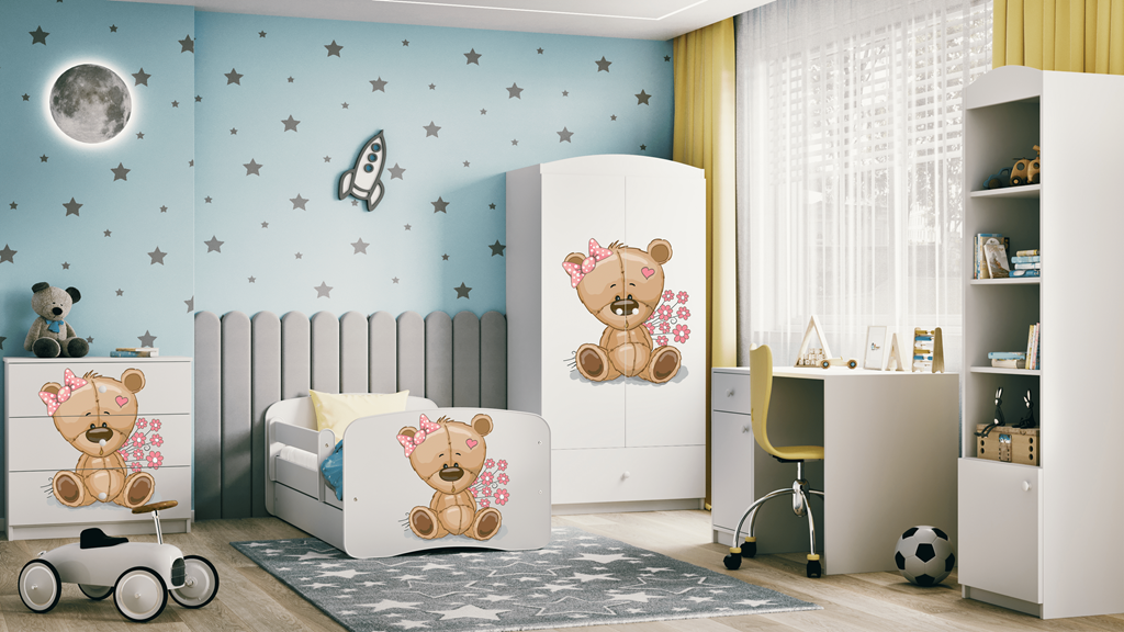 Chest of drawers babydreams white teddybear flowers