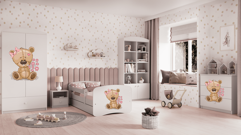 Chest of drawers babydreams white teddybear flowers