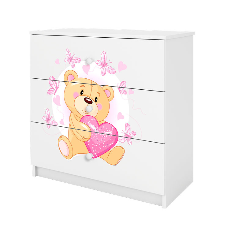 Chest of drawers babydreams white teddybear butterflies