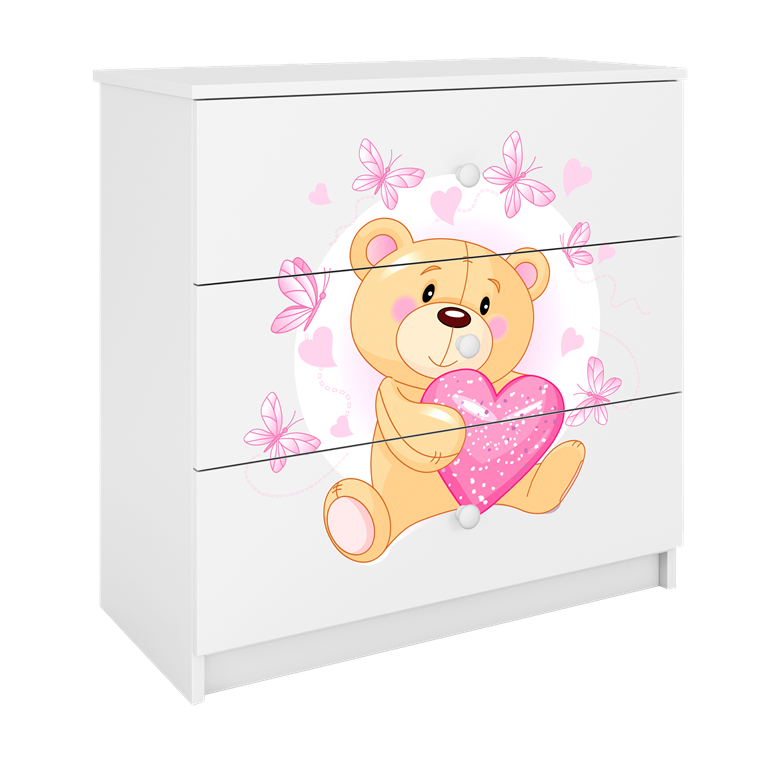 Chest of drawers babydreams white teddybear butterflies