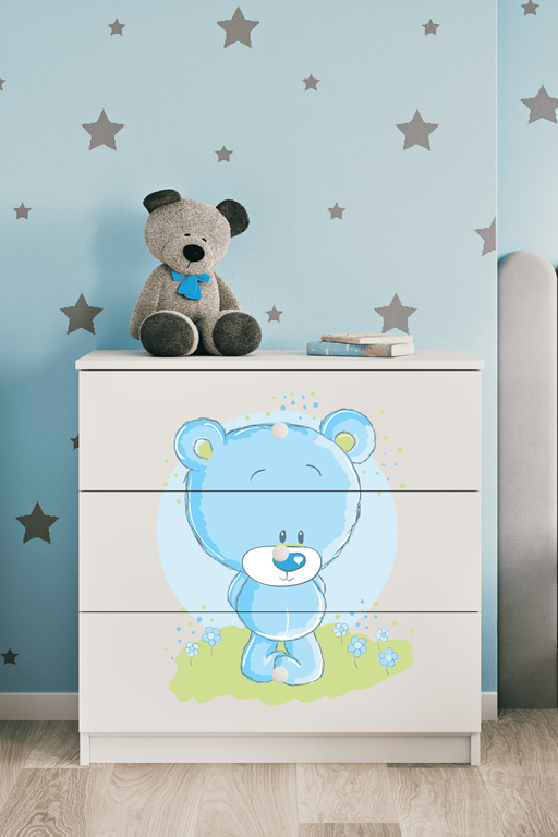 Chest of drawers babydreams white blue teddybear