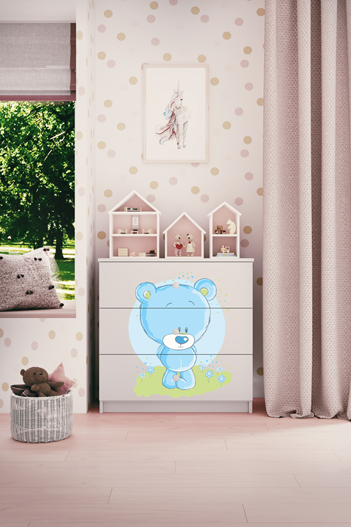 Chest of drawers babydreams white blue teddybear