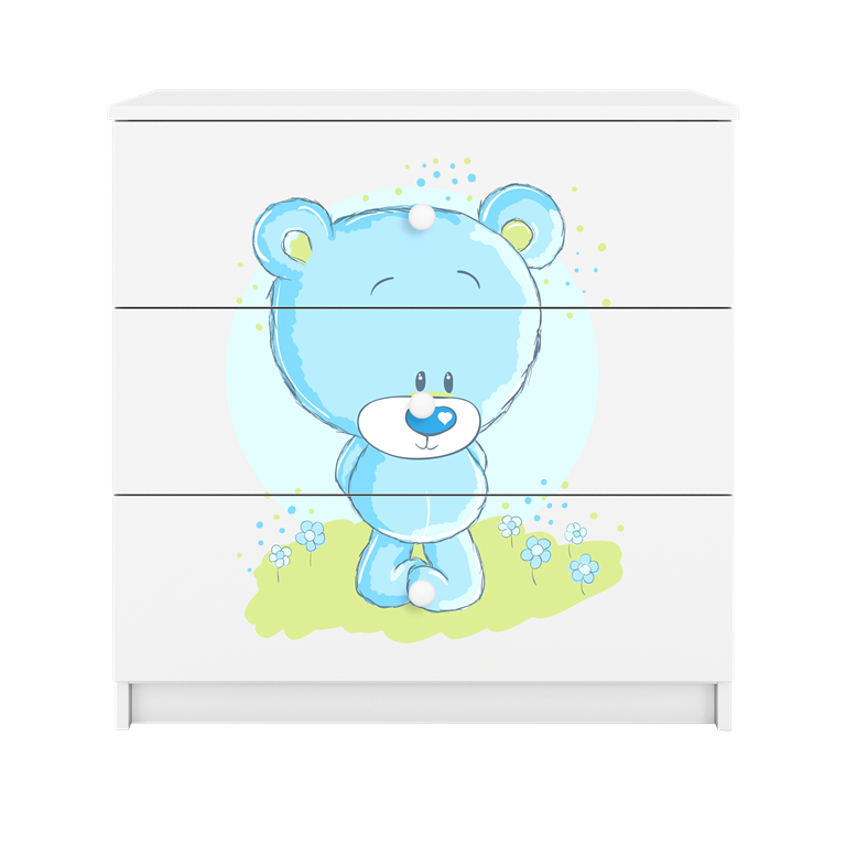 Chest of drawers babydreams white blue teddybear