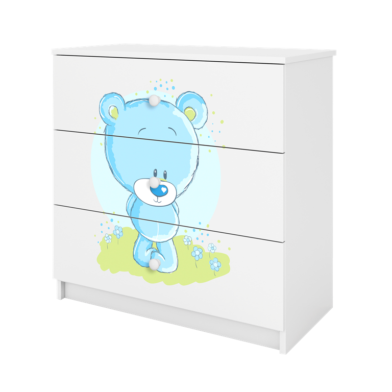 Chest of drawers babydreams white blue teddybear