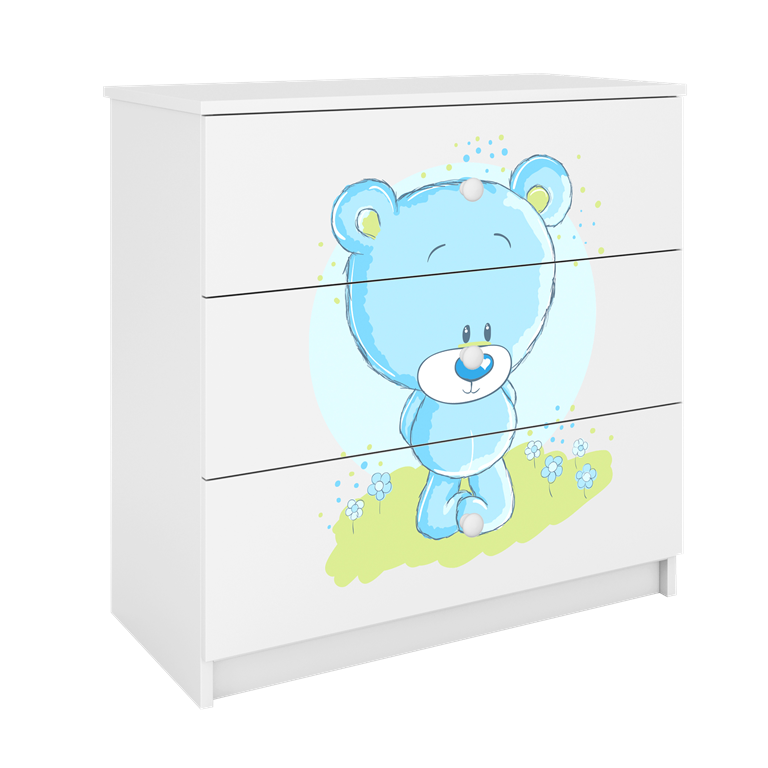 Chest of drawers babydreams white blue teddybear