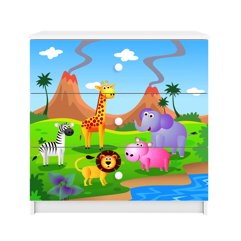 Cassettiera per bambini babydreams white safari