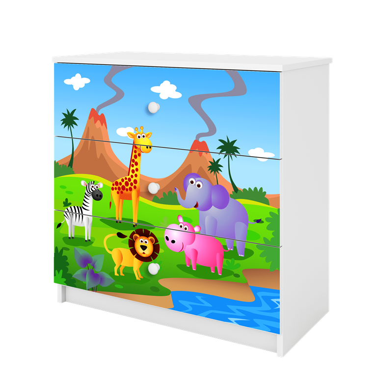 Cassettiera per bambini babydreams white safari