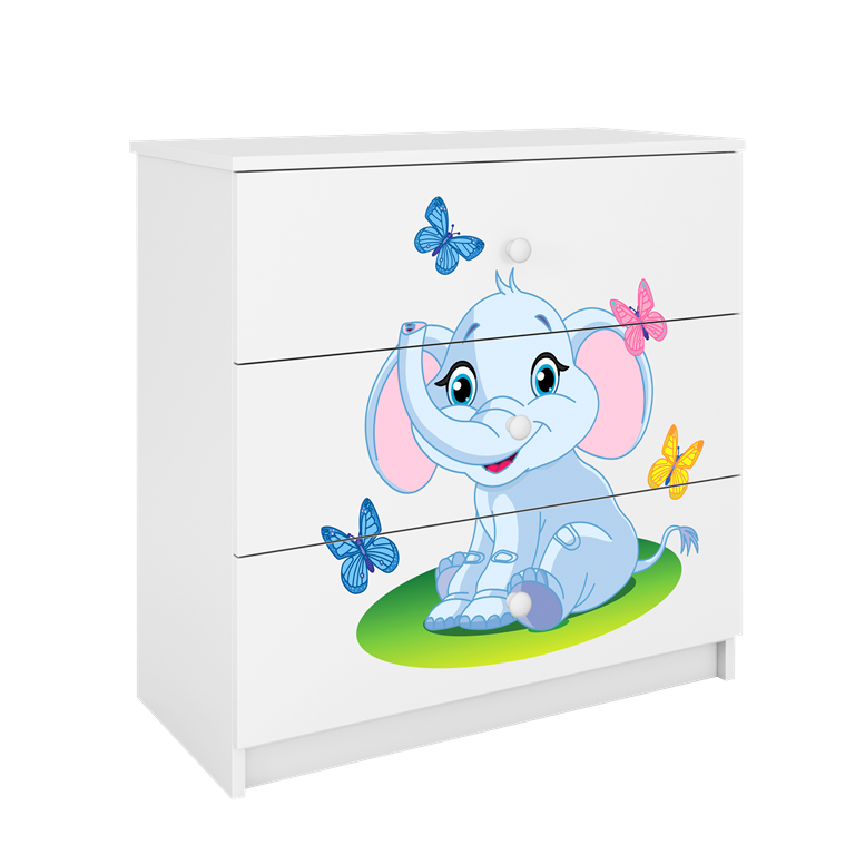 Chest of drawers babydreams white baby elephant