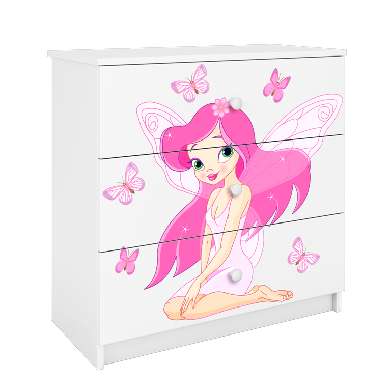 Chest of drawers babydreams white fairy with butterflies