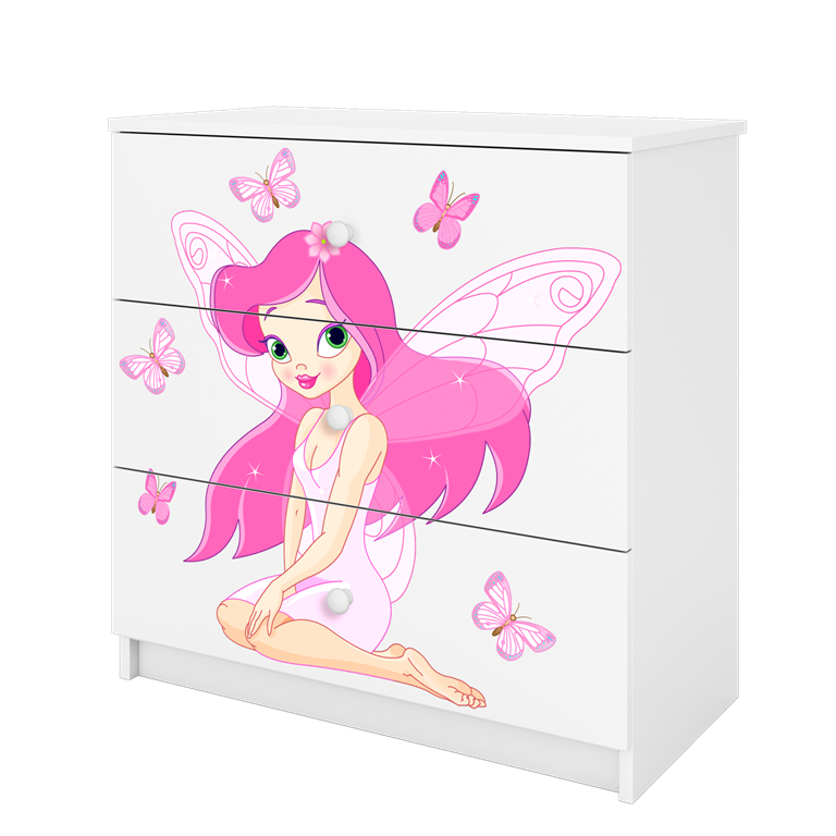 Chest of drawers babydreams white fairy with butterflies