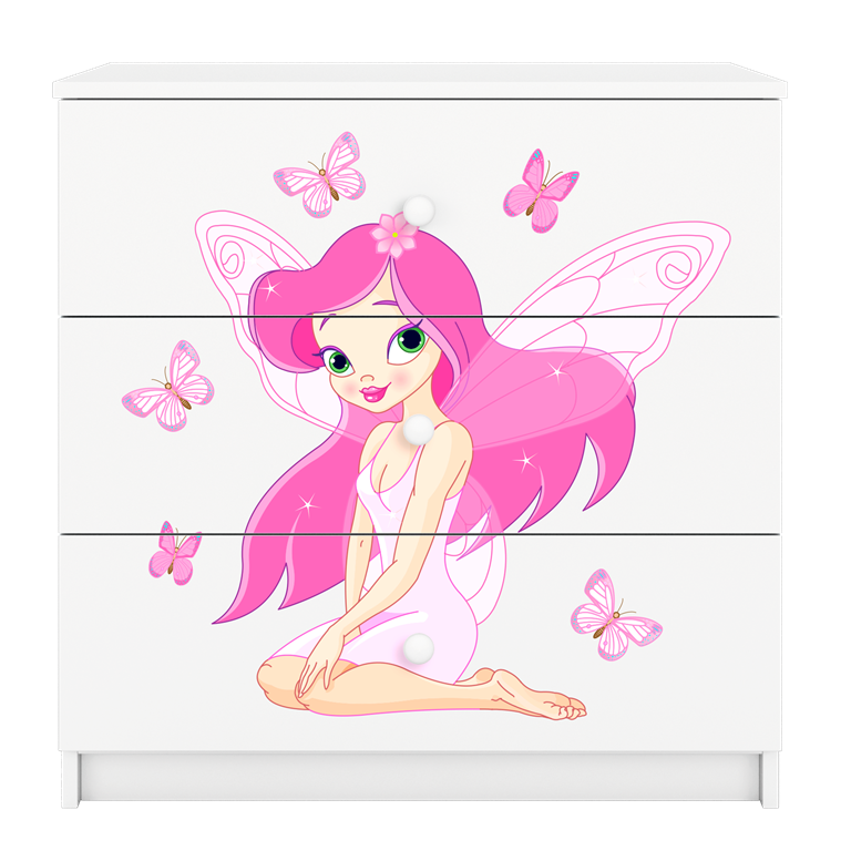Chest of drawers babydreams white fairy with butterflies
