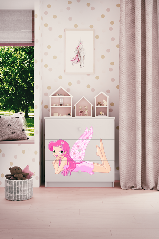 Chest of drawers babydreams white fairy with wings