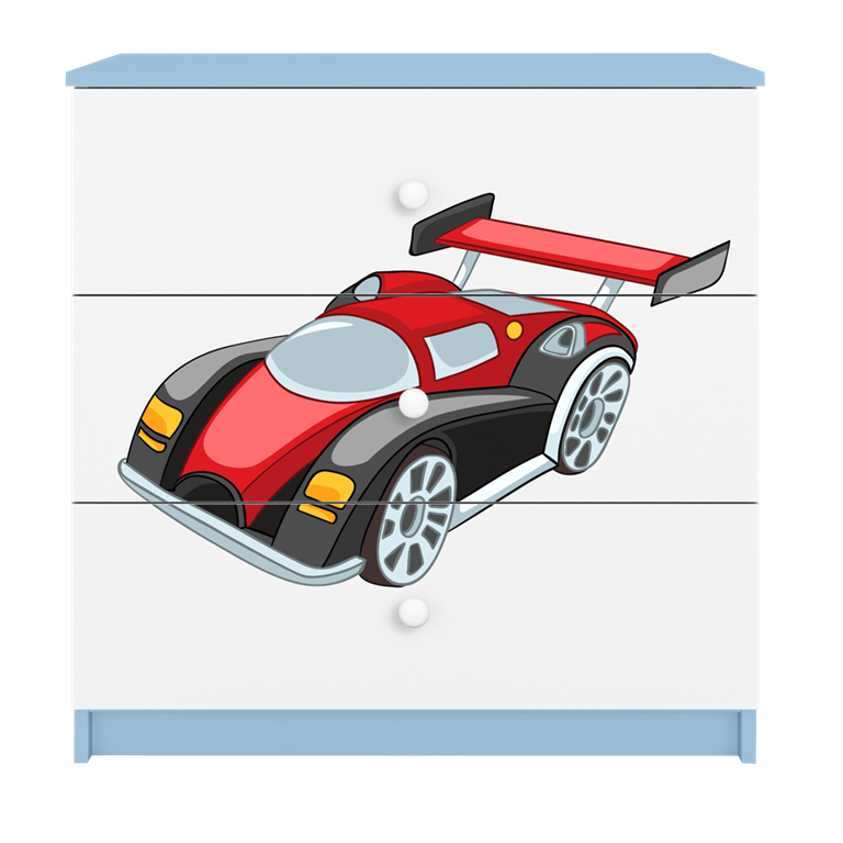 Chest of drawers babydreams blue racing car