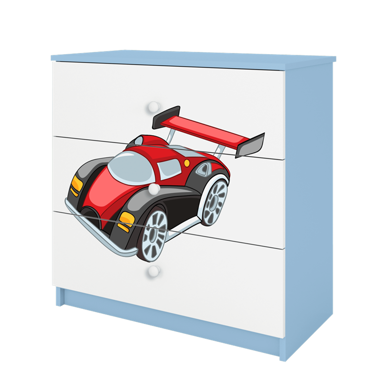 Chest of drawers babydreams blue racing car