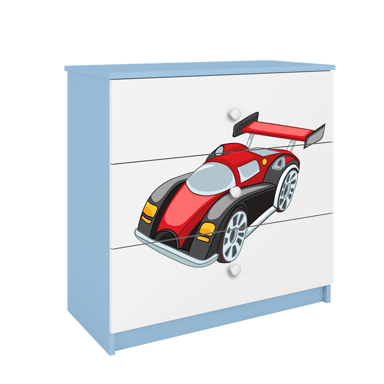 Chest of drawers babydreams blue racing car