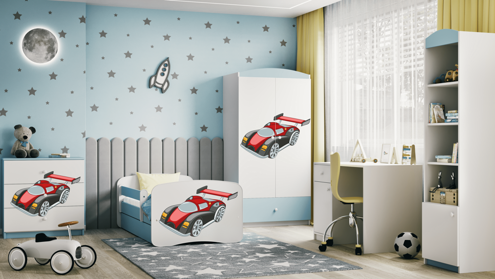 Chest of drawers babydreams blue racing car
