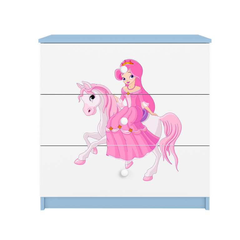 Chest of drawers babydreams blue princess on horse