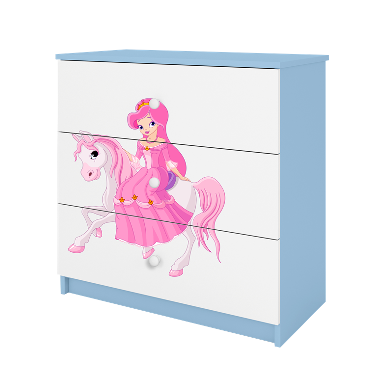 Chest of drawers babydreams blue princess on horse