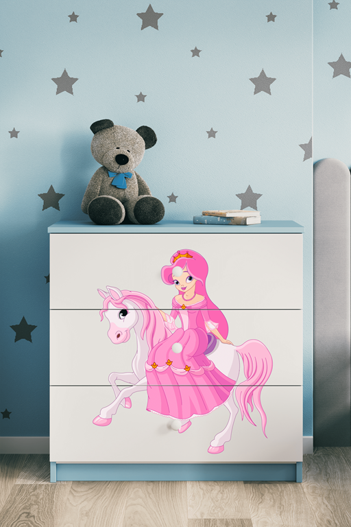 Chest of drawers babydreams blue princess on horse