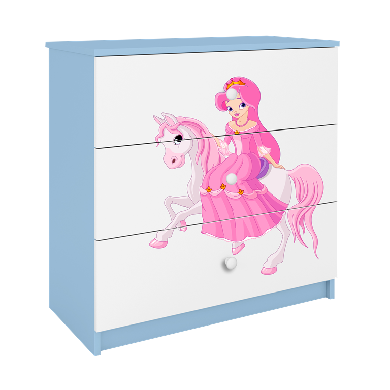 Chest of drawers babydreams blue princess on horse