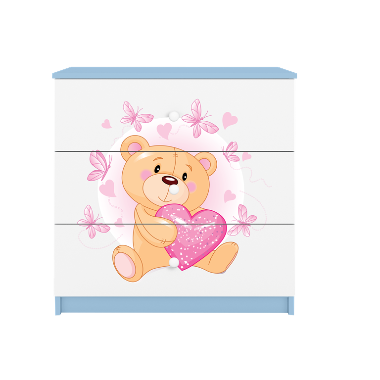 Chest of drawers babydreams blue teddybear butterflies