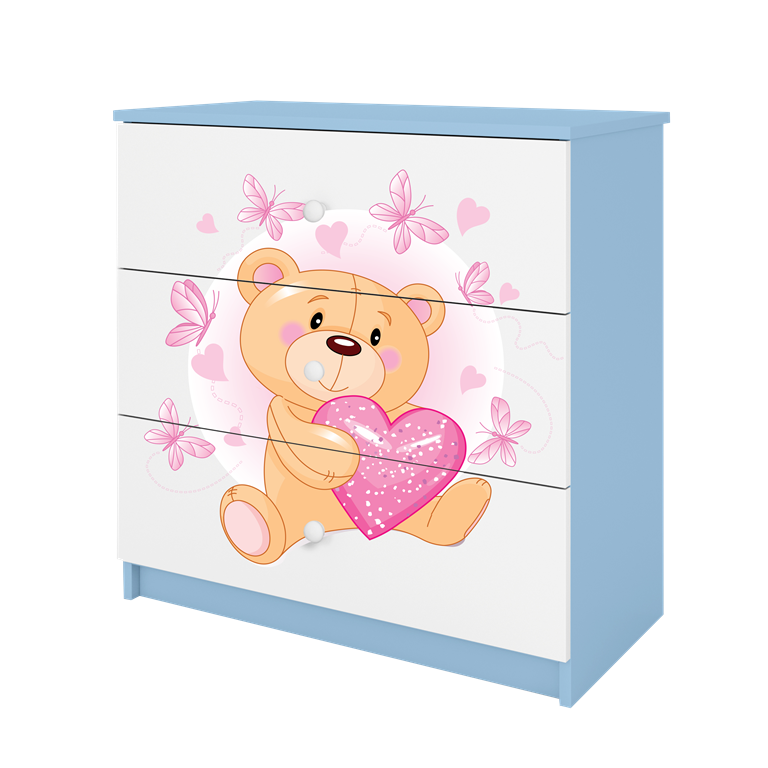 Chest of drawers babydreams blue teddybear butterflies