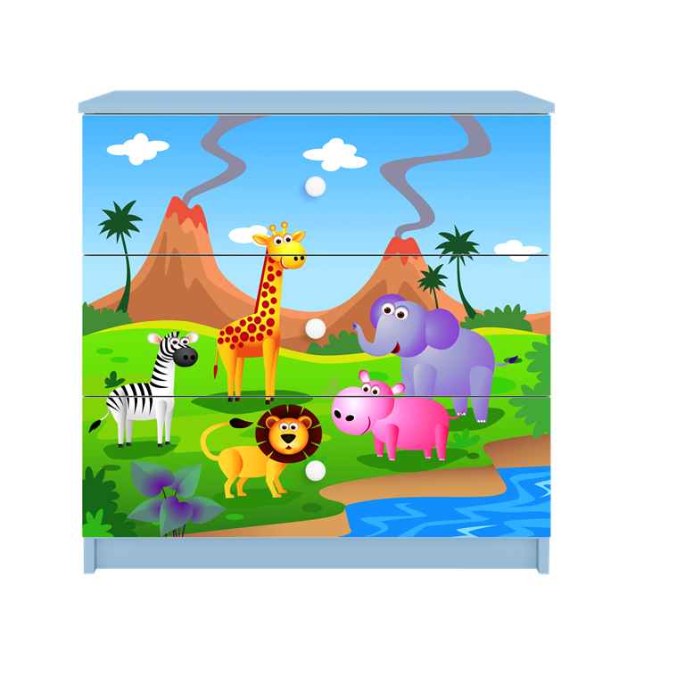 Chest of drawers babydreams blue safari