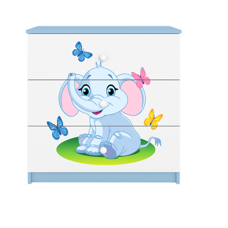 Chest of drawers babydreams blue baby elephant